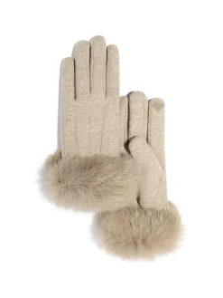 Rabbit Fur Wrist Cashmere Gloves