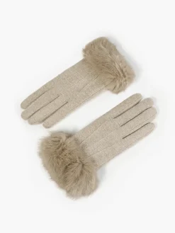 Rabbit Fur Wrist Cashmere Gloves
