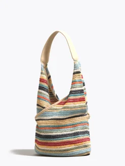 Rainbow Grass Woven Shoulder Bag