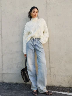 Raw Hem Turtleneck Sweater