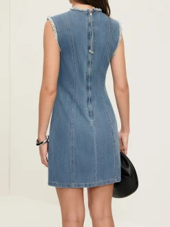 Raw Piping Denim Tank Dress