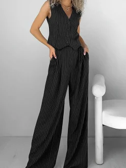 Relaxed Striped Suit Pants Set