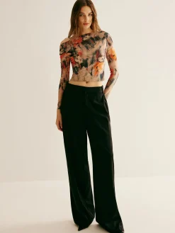 Retro Asymmetrical Collar Crop Blouse