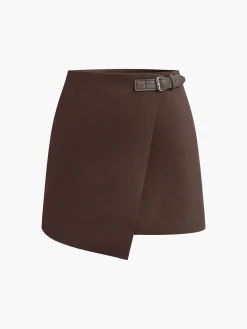 Retro Belted Zipper Skirt