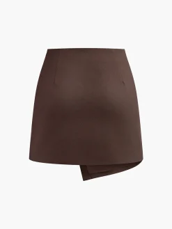 Retro Belted Zipper Skirt
