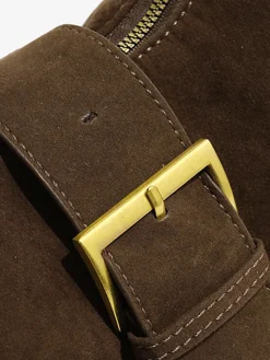 Retro Buckle & Zipper Crescent Bag