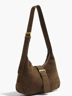Retro Buckle & Zipper Crescent Bag