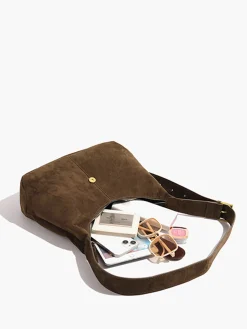 Retro Buckle & Zipper Crescent Bag