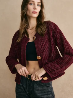 Retro Button Down Hollow Cardigan