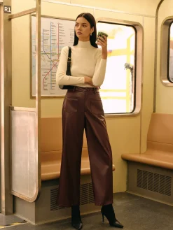 Retro Faux Leather Pants