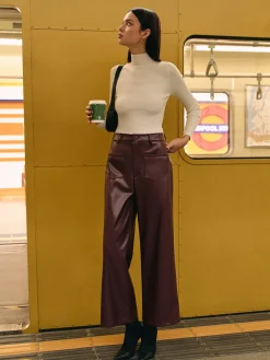 Retro Faux Leather Pants