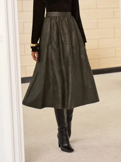Retro Faux Leather Skirt Without Belt