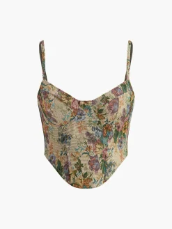 Retro Floral Printed Corset