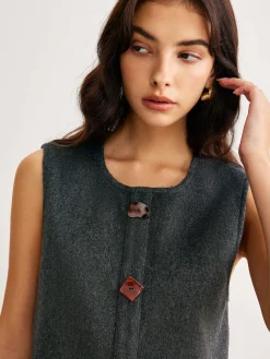 Retro Geometric Button Tank Dress