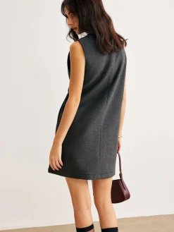 Retro Geometric Button Tank Dress