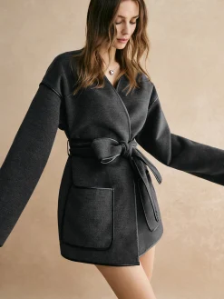 Retro Piping Belted Cinched Jacket