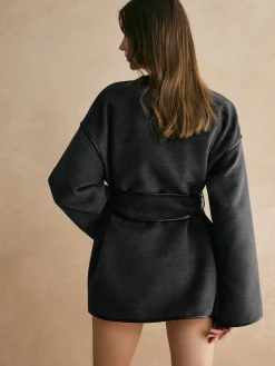 Retro Piping Belted Cinched Jacket