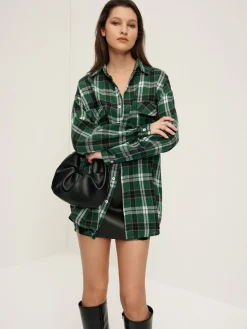 Retro Plaid Lapel Pockets Shirt