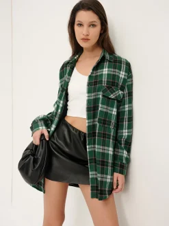 Retro Plaid Lapel Pockets Shirt