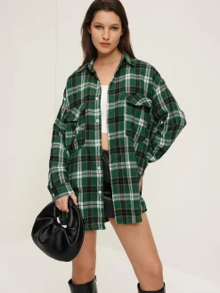 Retro Plaid Lapel Pockets Shirt