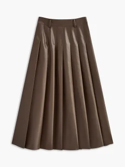 Retro Pleated PU Leather Skirt