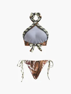 Retro Print Halter Bikini Set