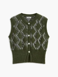 Retro Split Button Sweater Vest