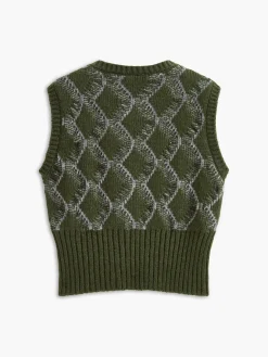 Retro Split Button Sweater Vest