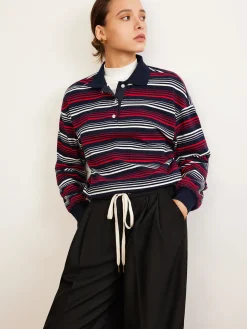 Retro Striped Polo T-Shirt