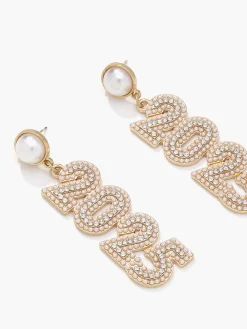 Rhinestone 2025 New Year Drop Earrings