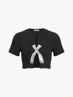 Rhinestone Bow Decorated Top