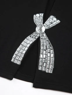 Rhinestone Bow Decorated Top