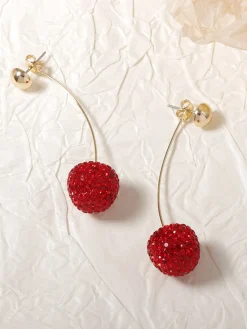 Rhinestone Cherry Stud Earrings