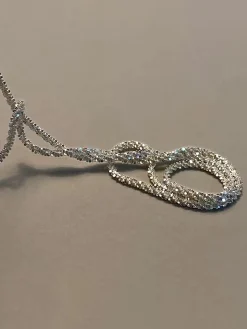 Rhinestone Decor Silver Plated Necklace