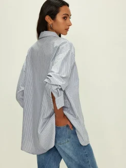 Rhinestone Dot Pinstripe Pocket Shirt