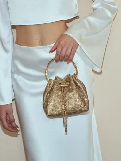 Rhinestone Drawstring Handbag