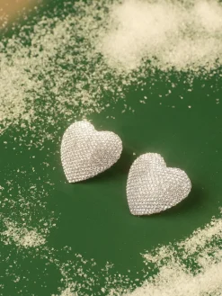 Rhinestone Heart Stud Earrings