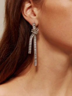Rhinestone Knotted Tassel Earrings