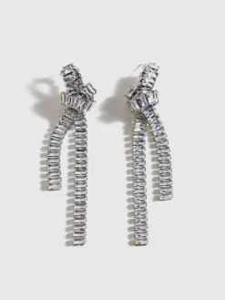 Rhinestone Knotted Tassel Earrings