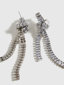 Rhinestone Knotted Tassel Earrings