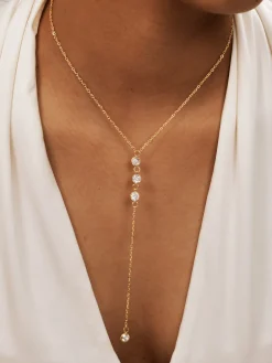 Rhinestone Lariat Drop Necklace
