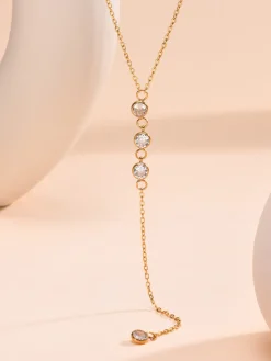 Rhinestone Lariat Drop Necklace
