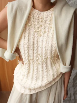 Rhinestone Pearl-Decor Sweater Vest