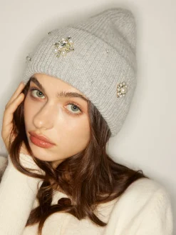 Rhinestone Rabbit Fur Beanie