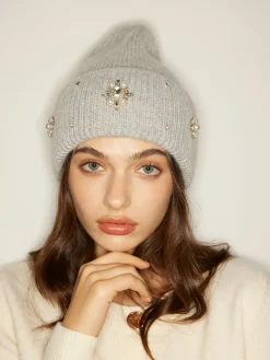 Rhinestone Rabbit Fur Beanie