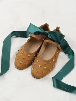 Rhinestone Suede Ballet Flats