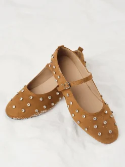 Rhinestone Suede Ballet Flats