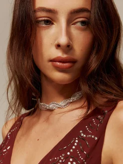 Rhinestone Twist Choker Necklace