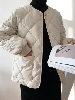 Rhombic Button Down Winter Coat