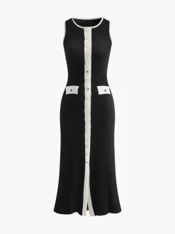Ribbed Breasted Knit Tank Dress
